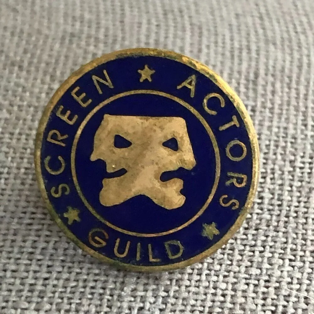 Vintage Screen Actors Guild Pin Blue & Gold Enamel Union Made
